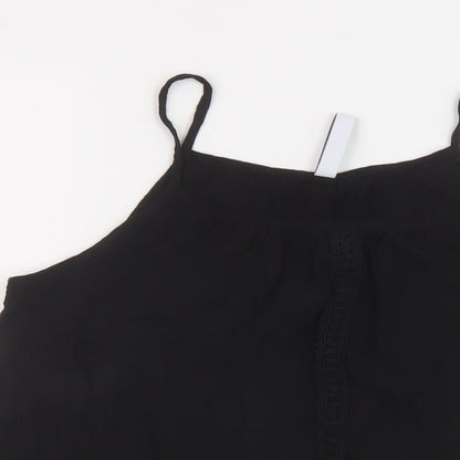 Page One Womens Black Viscose Basic Tank Size 10 Round Neck