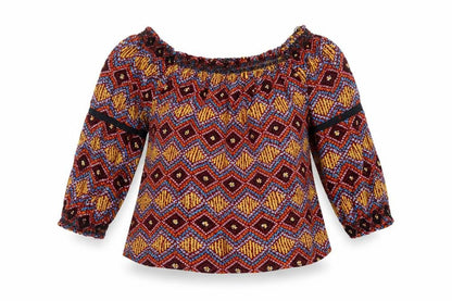 Marks and Spencer Womens Multicoloured Geometric Viscose Basic Blouse Size 10 Round Neck
