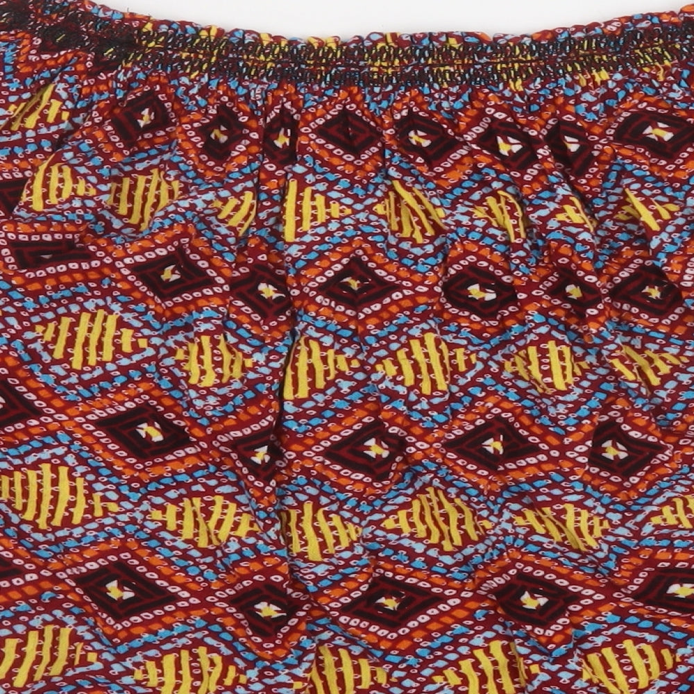 Marks and Spencer Womens Multicoloured Geometric Viscose Basic Blouse Size 10 Round Neck