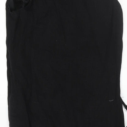 Zara Womens Black Viscose Wrap Dress Size 12 V-Neck Tie - Frill