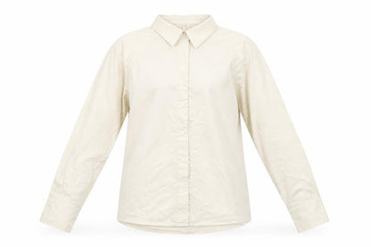 Routine Womens Beige Cotton Basic Button-Up Size S Collared - Rouched Detail