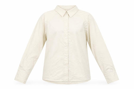 Routine Womens Beige Cotton Basic Button-Up Size S Collared - Rouched Detail