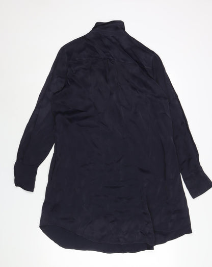 H&M Womens Blue Viscose Shirt Dress Size 10 Collared Button