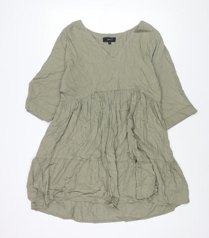 NEXT Womens Green Viscose Shift Size 12 V-Neck Pullover - Smocked