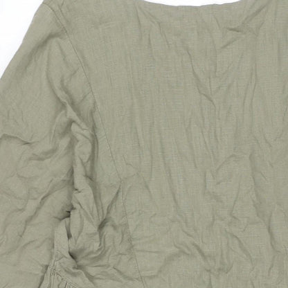 NEXT Womens Green Viscose Shift Size 12 V-Neck Pullover - Smocked