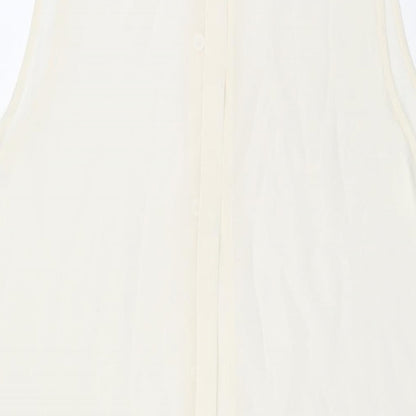 Divided by H&M Womens Ivory Polyester Tunic Blouse Size 10 Collared - Asymmetric Hem Side Slits Semi Sheer