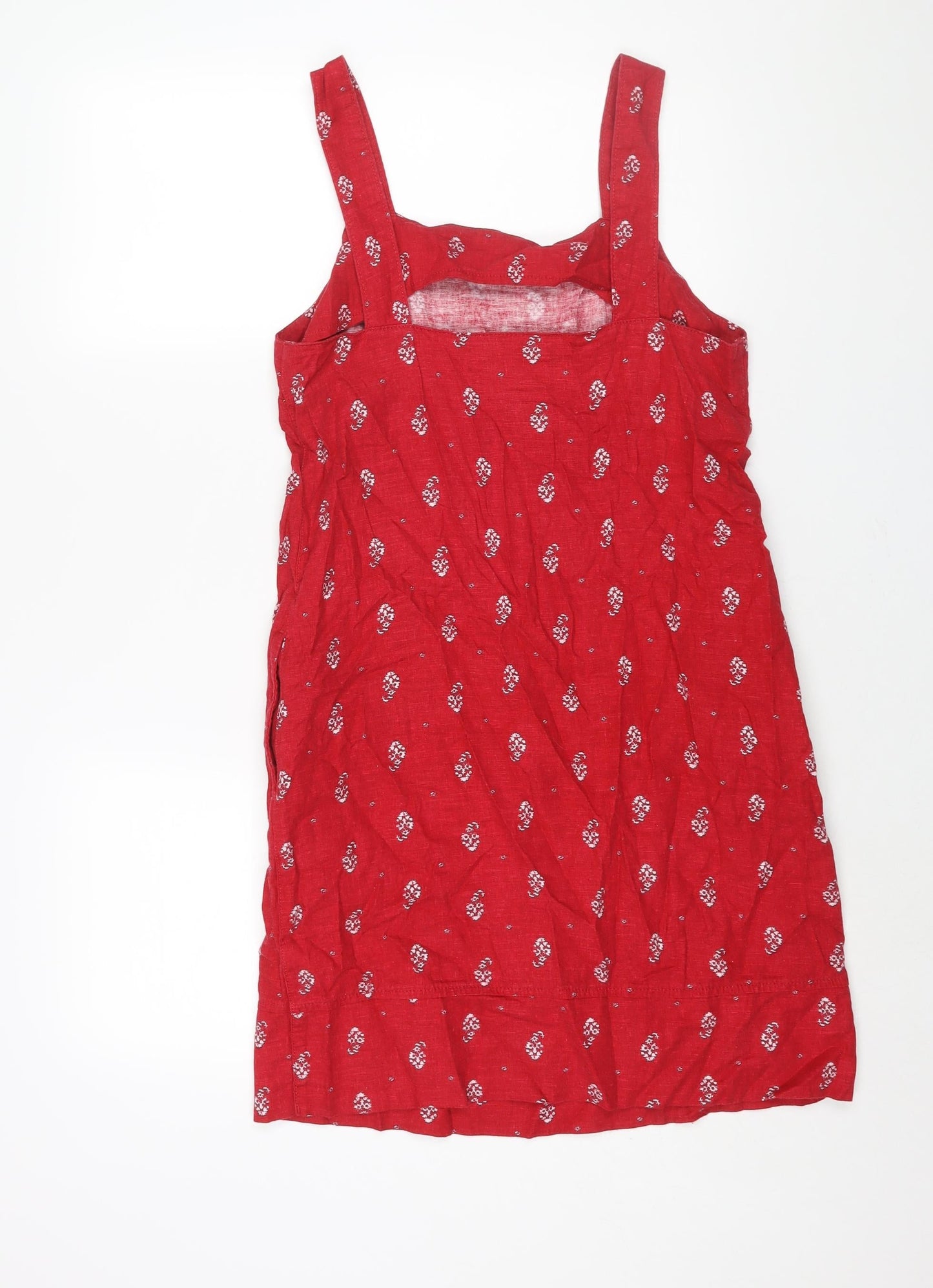 NEXT Womens Red Geometric Viscose Shift Size 10 Square Neck Pullover