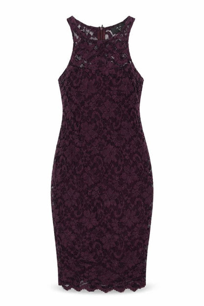 AX Paris Womens Purple Polyester Bodycon Size 12 Round Neck Zip