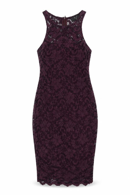 AX Paris Womens Purple Polyester Bodycon Size 12 Round Neck Zip