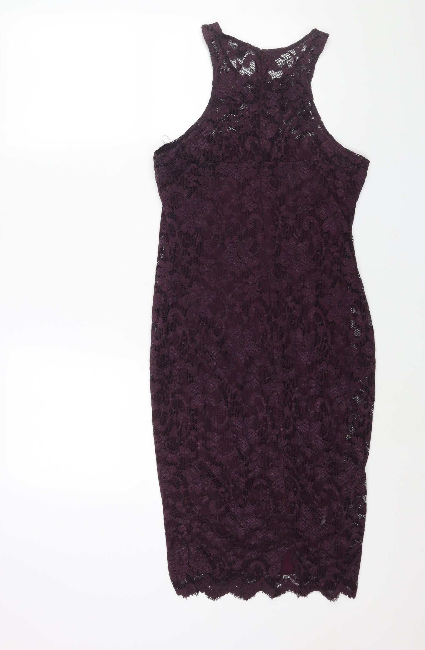 AX Paris Womens Purple Polyester Bodycon Size 12 Round Neck Zip