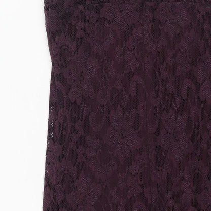 AX Paris Womens Purple Polyester Bodycon Size 12 Round Neck Zip