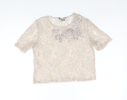 Womens UK Size 10 New Look Beige Basic Blouse