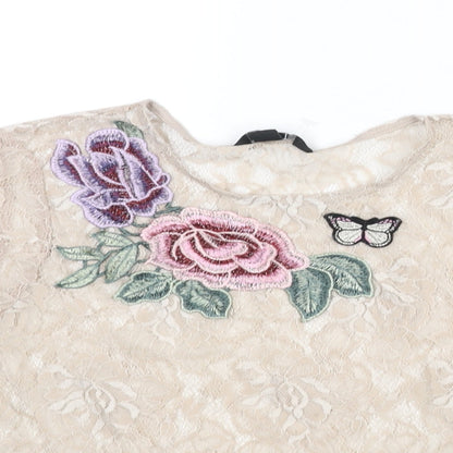 Womens UK Size 10 New Look Beige Basic Blouse