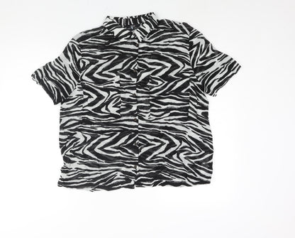 Womens UK Size 10 NEXT Black Basic Button-Up