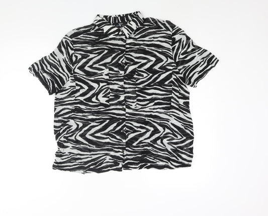 Womens UK Size 10 NEXT Black Basic Button-Up