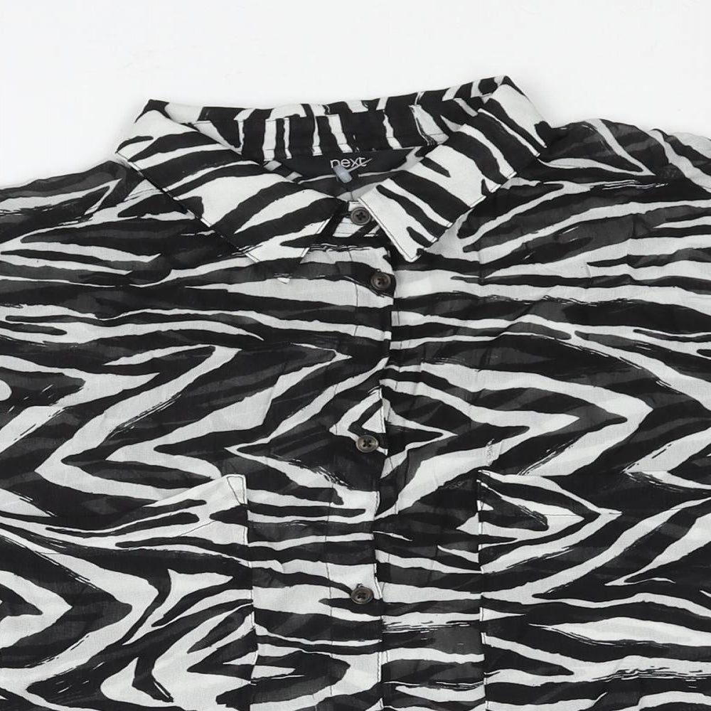 Womens UK Size 10 NEXT Black Basic Button-Up
