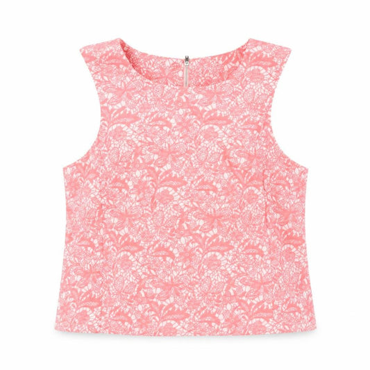Daisy Fashions Womens Pink Geometric Polyester Camisole Blouse Size 14 Round Neck