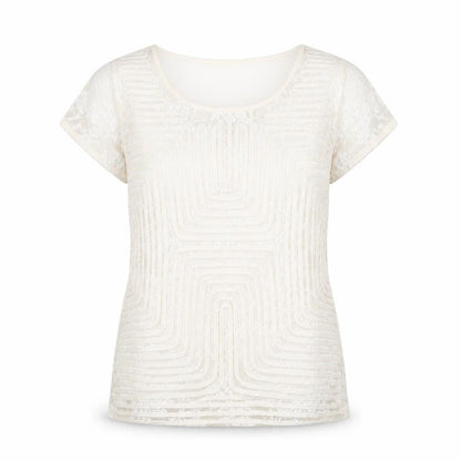 Per Una Womens Ivory Polyamide Basic Blouse Size 14 Round Neck - Textured Front