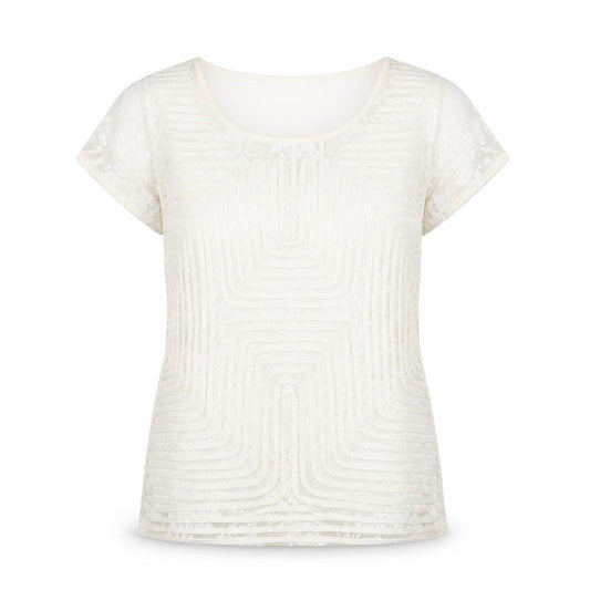 Per Una Womens Ivory Polyamide Basic Blouse Size 14 Round Neck - Textured Front