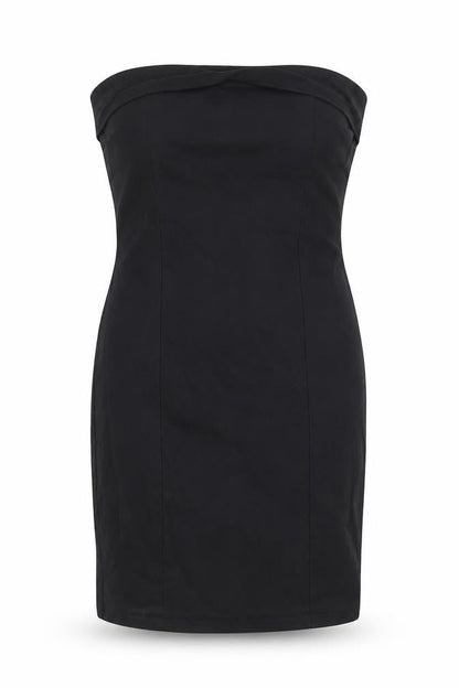 PRETTYLITTLETHING Womens Black Viscose Mini Size 14 Square Neck Pullover