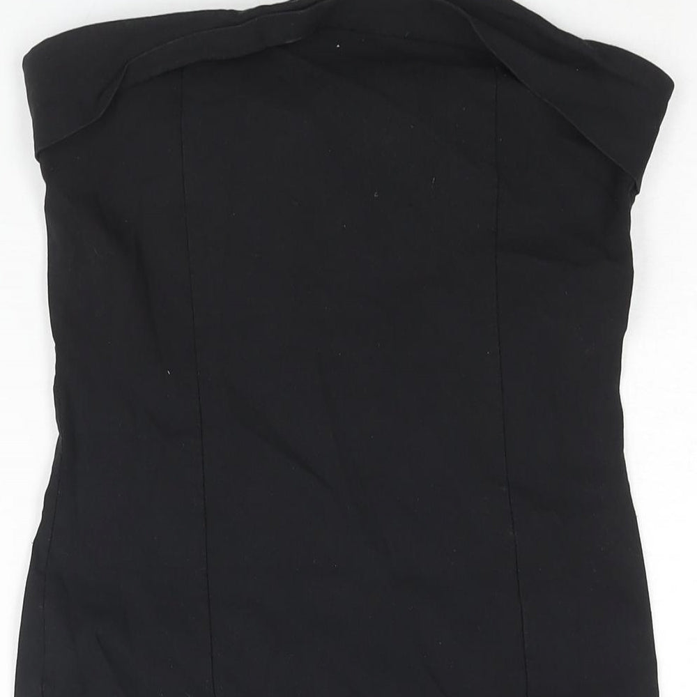 PRETTYLITTLETHING Womens Black Viscose Mini Size 14 Square Neck Pullover