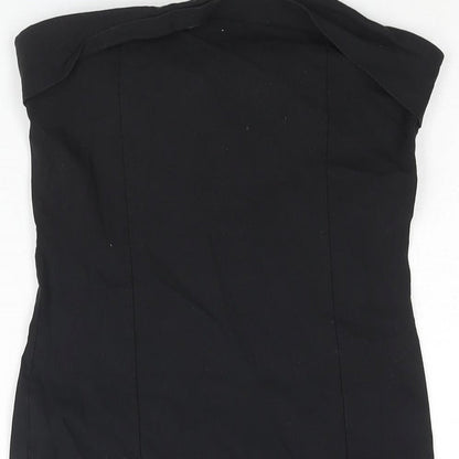 PRETTYLITTLETHING Womens Black Viscose Mini Size 14 Square Neck Pullover