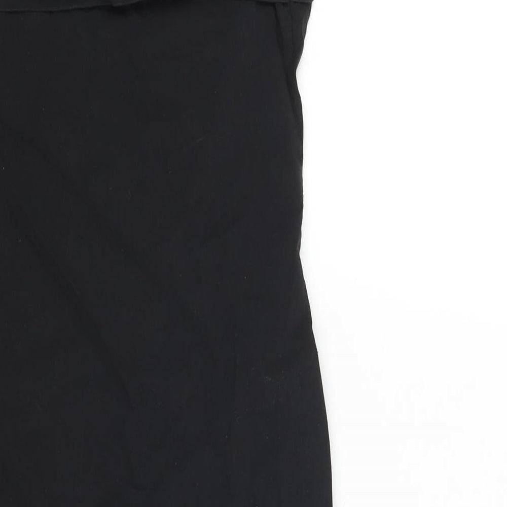 PRETTYLITTLETHING Womens Black Viscose Mini Size 14 Square Neck Pullover