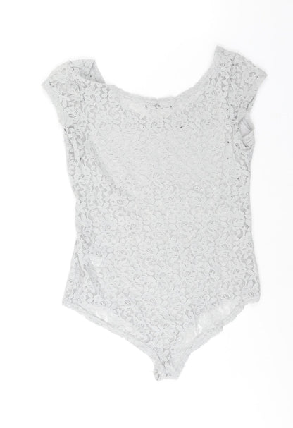 Select Womens Grey Polyamide Bodysuit One-Piece Size L Drawstring