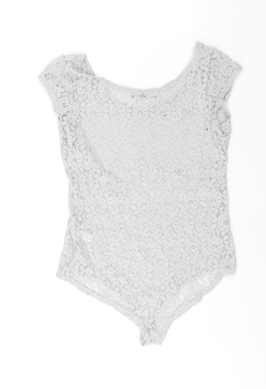 Select Womens Grey Polyamide Bodysuit One-Piece Size L Drawstring