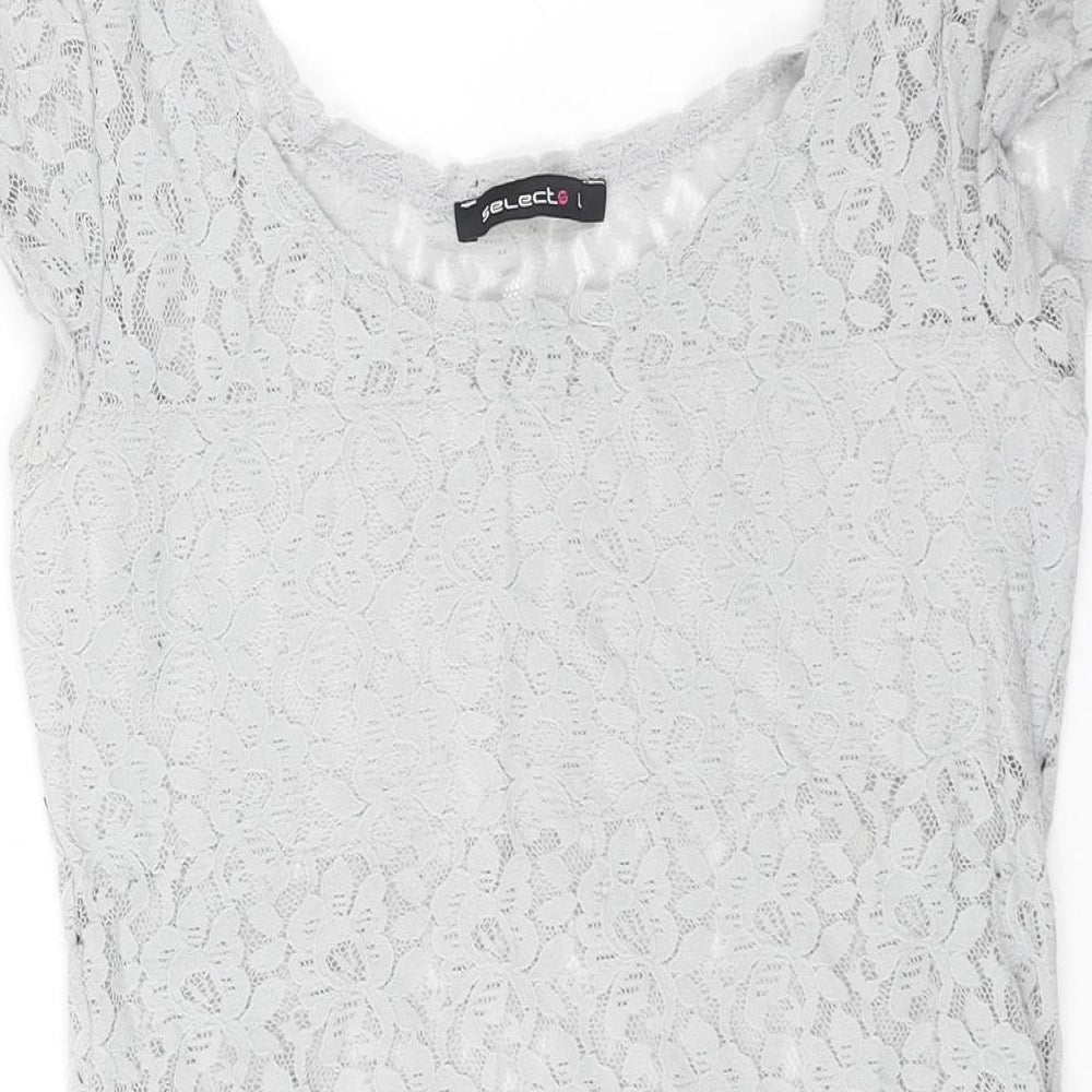 Select Womens Grey Polyamide Bodysuit One-Piece Size L Drawstring