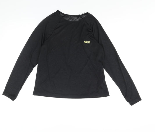 ASOS Womens Black Polyester Basic Casual Size 8 Round Neck Pullover - ASOS 4505 Logo Semi Sheer