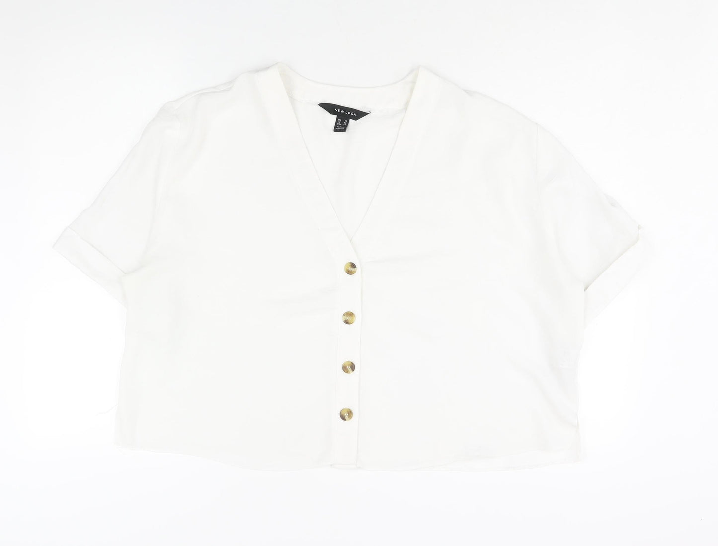 Womens UK Size 18 New Look White Basic Button-Up