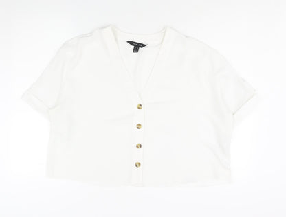 Womens UK Size 18 New Look White Basic Button-Up