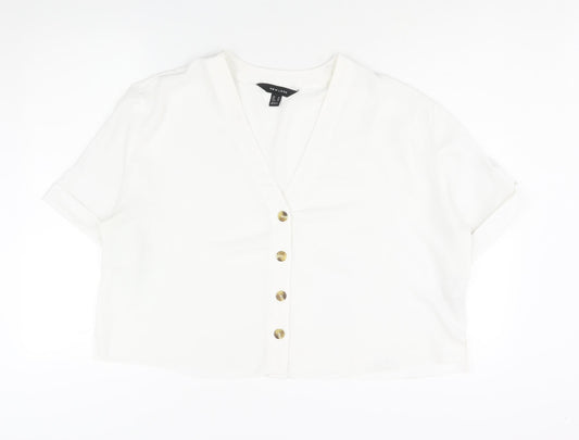 Womens UK Size 18 New Look White Basic Button-Up