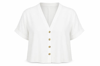 Womens UK Size 18 New Look White Basic Button-Up
