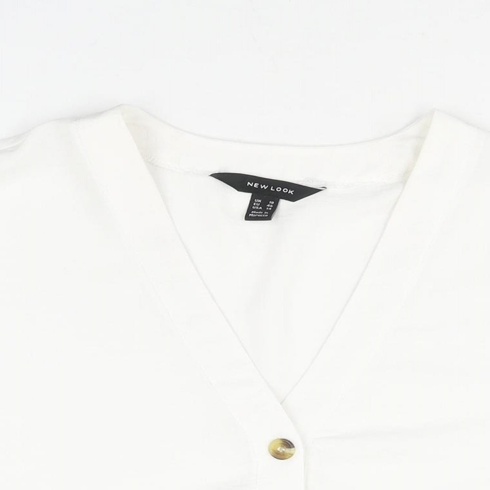 Womens UK Size 18 New Look White Basic Button-Up