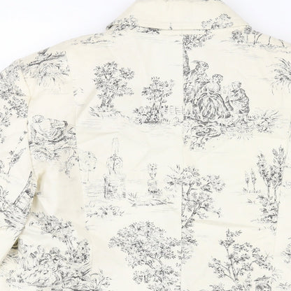 ASOS Womens Ivory Geometric Cotton Jacket Suit Jacket Size 10 - Tree Print