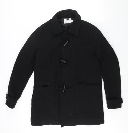 Mens UK Size S Topman Black Pea Coat