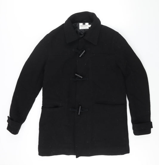 Mens UK Size S Topman Black Pea Coat