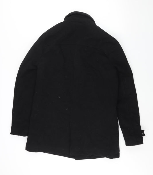 Mens UK Size S Topman Black Pea Coat