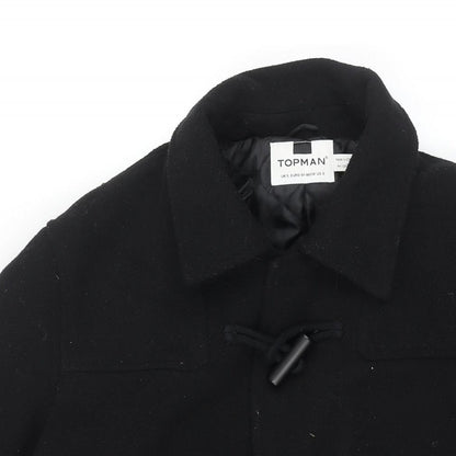 Mens UK Size S Topman Black Pea Coat