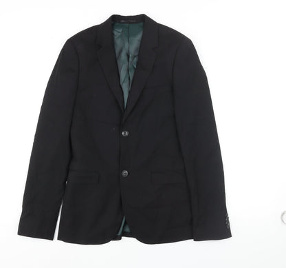 Mens UK Size 34 Topman Regular Black Suit Jacket