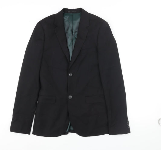 Mens UK Size 34 Topman Regular Black Suit Jacket