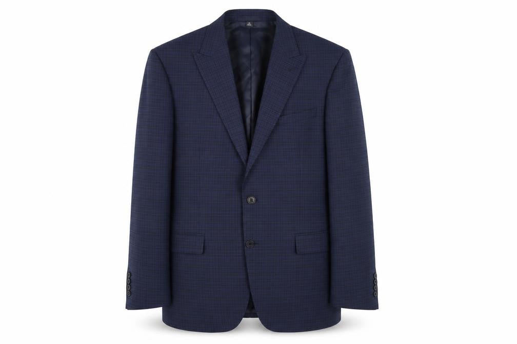 Marks and Spencer Mens Blue Check Polyester Jacket Suit Jacket Size 42 Regular