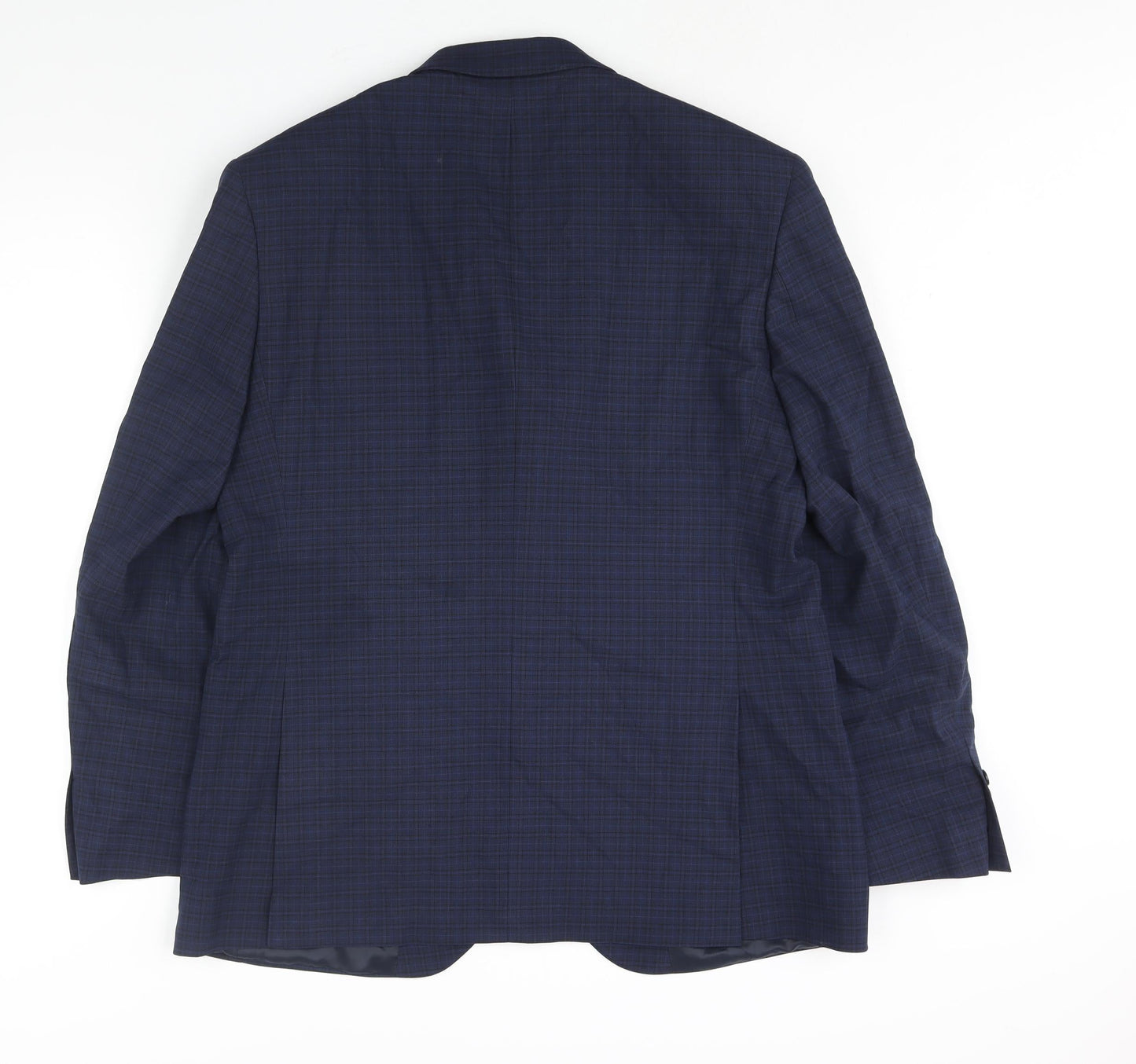 Marks and Spencer Mens Blue Check Polyester Jacket Suit Jacket Size 42 Regular