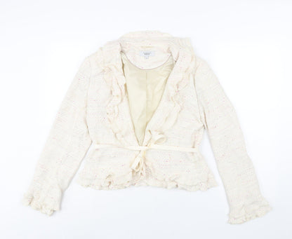 Nexst Womens Ivory Jacket Size 12 Hook & Eye - Frill Belted