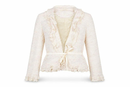 Next Womens Ivory Jacket Size 12 Hook & Eye - Frill Belted