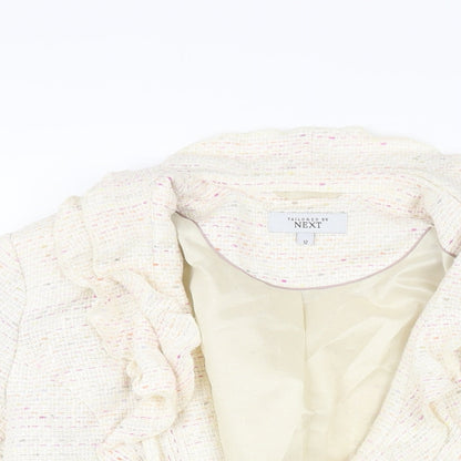 Nexst Womens Ivory Jacket Size 12 Hook & Eye - Frill Belted