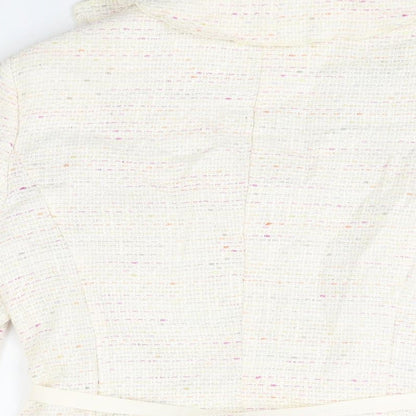 Nexst Womens Ivory Jacket Size 12 Hook & Eye - Frill Belted