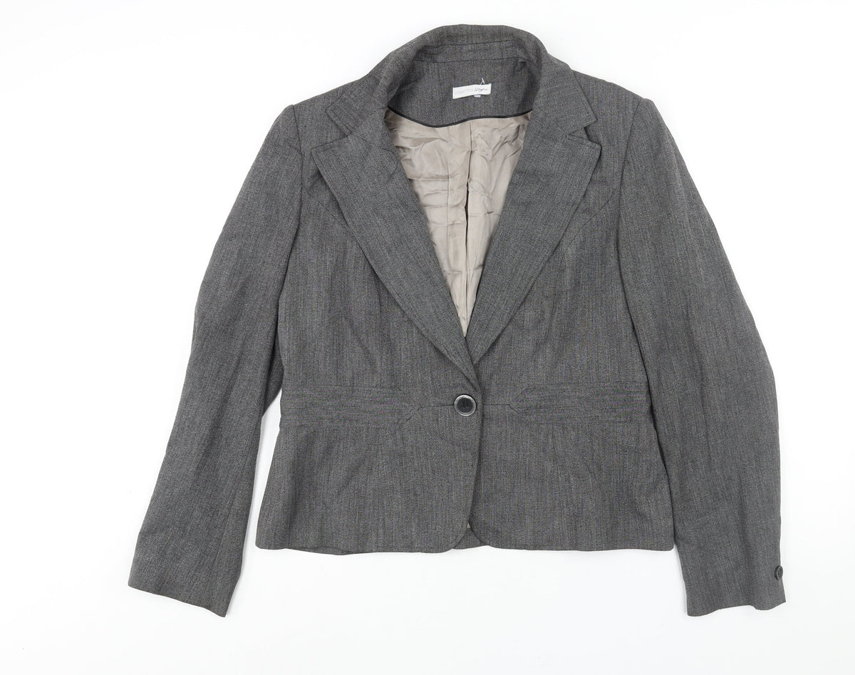 Essentials Womens Grey Jacket Blazer Size 16 Button